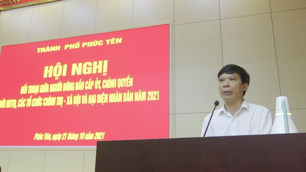 đồng chí Nguyễn Thanh Hải, Tỉnh ủy viên, Bí thư Thành ủy  phát biểu tại hội nghị