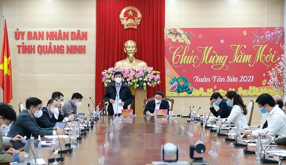 Các điểm cầu kết nối trực tuyến tham gia buổi làm việc của Bộ trưởng Bộ Y tế với lãnh đạo tỉnh Quảng Ninh về công tác phòng, chống dịch.