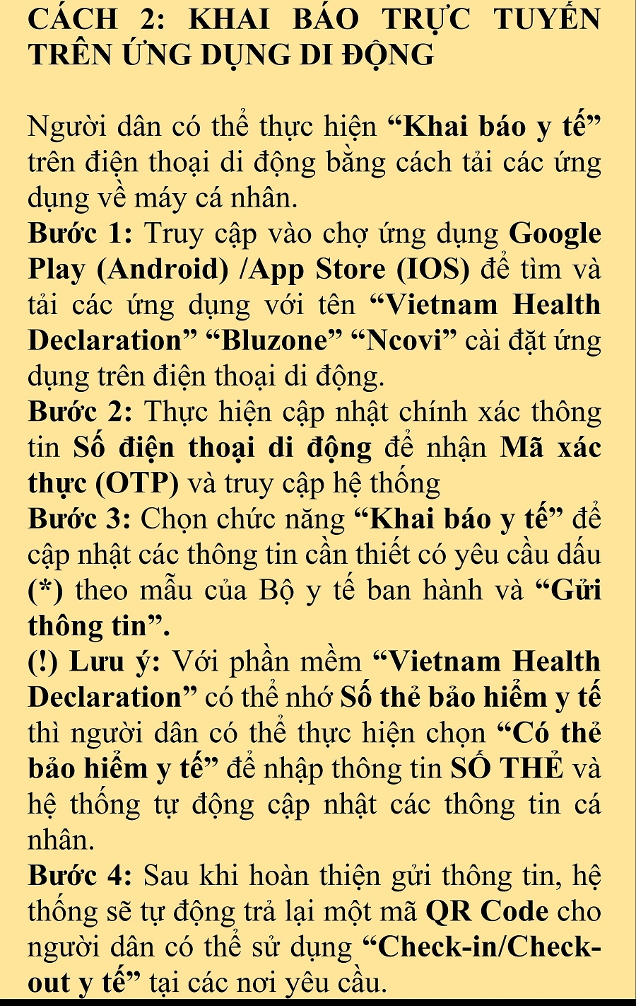 Hướng dẫn khai báo y tế phục vụ người dân đi và đến các địa điểm nơi công cộng