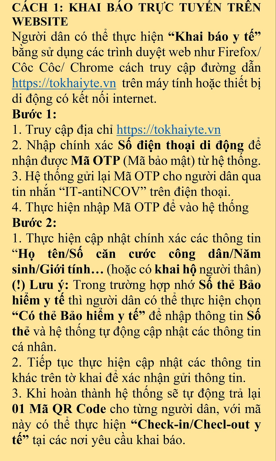 Hướng dẫn khai báo y tế phục vụ người dân đi và đến các địa điểm nơi công cộng