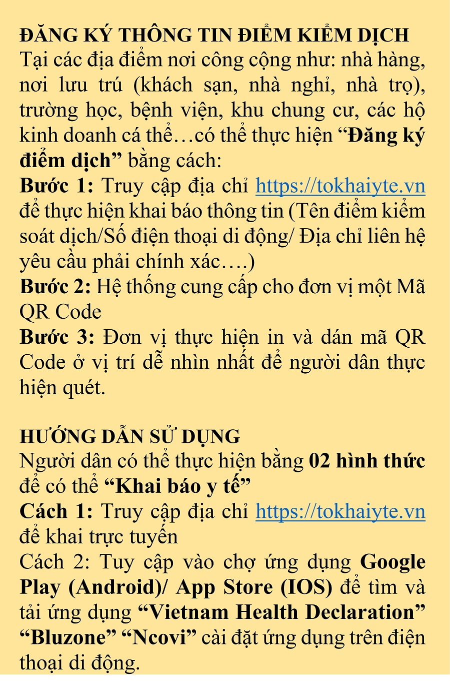 Hướng dẫn khai báo y tế phục vụ người dân đi và đến các địa điểm nơi công cộng