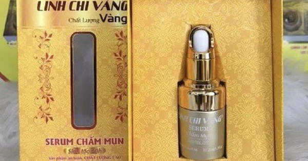 Serum chấm mụn Linh Chi Vàng là một trong 14 sản phẩm mỹ phẩm của công ty Nguyễn Hoàng Na bị thu hồi trên toàn quốc. Ảnh: Website Mỹ phẩm Linh Chi Vàng