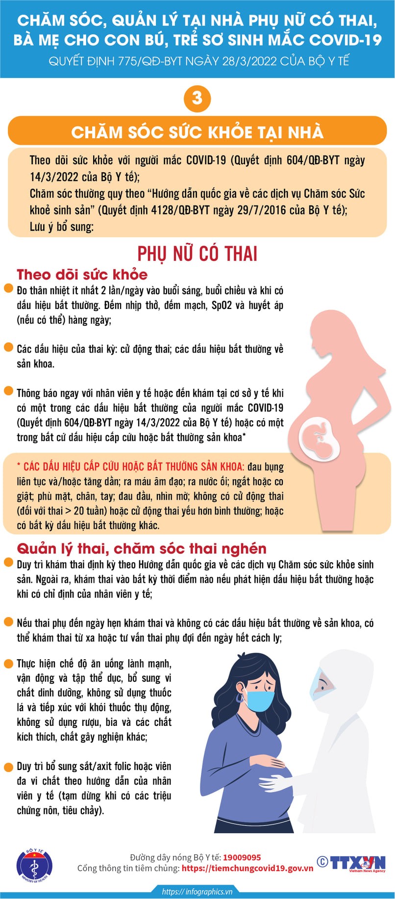 Hướng dẫn chăm sóc phụ nữ có thai, cho con bú và trẻ sơ sinh mắc COVID-19 tại nhà