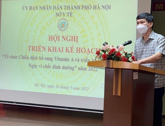 TS Vũ Cao Cương, Phó Giám đốc Sở Y tế Hà Nội phát biểu tại hội nghị.