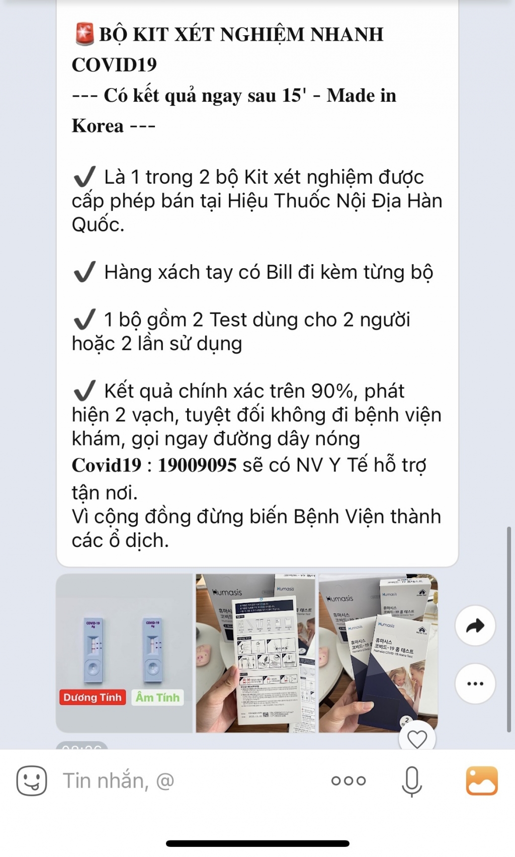 Những lời quảng cáo về chất lượng của loại kit test Covid-19