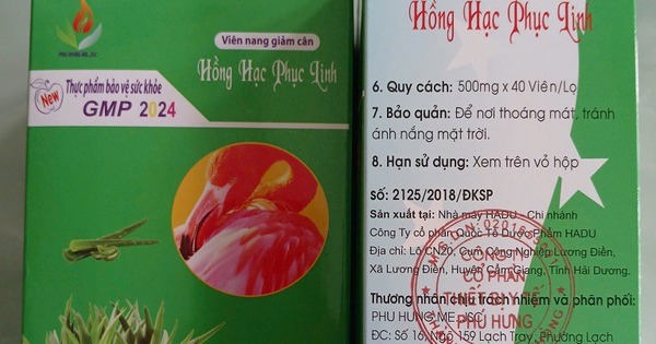 Sản phẩm Hồng Hạc Phục Linh phát hiện có chứa chất cấm nguy hại cho sức khỏe. Ảnh: Cục An toàn thực phẩm