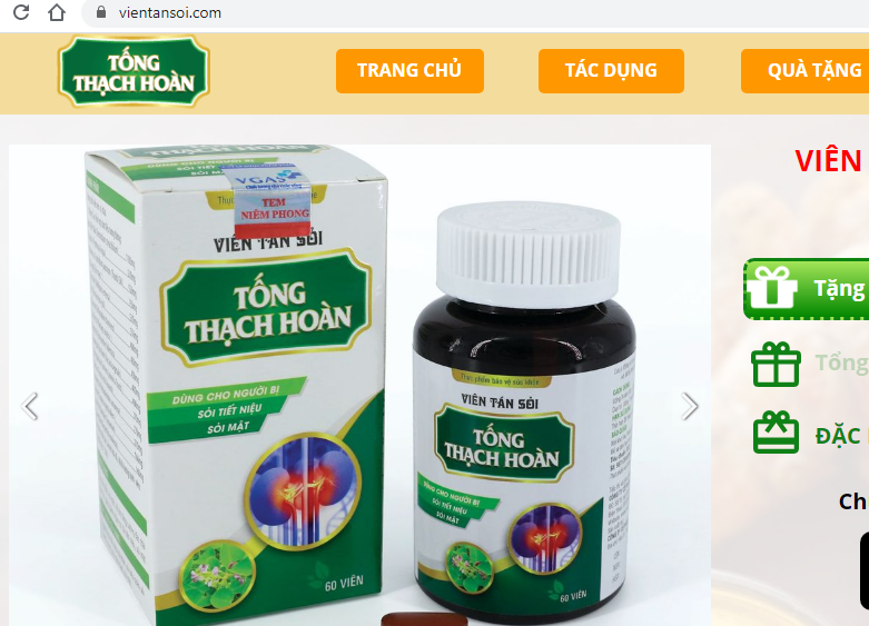 Viên tán sỏi Tống Thạch Hoàn và Viên Dưỡng Khớp X3 vi phạm quảng cáo