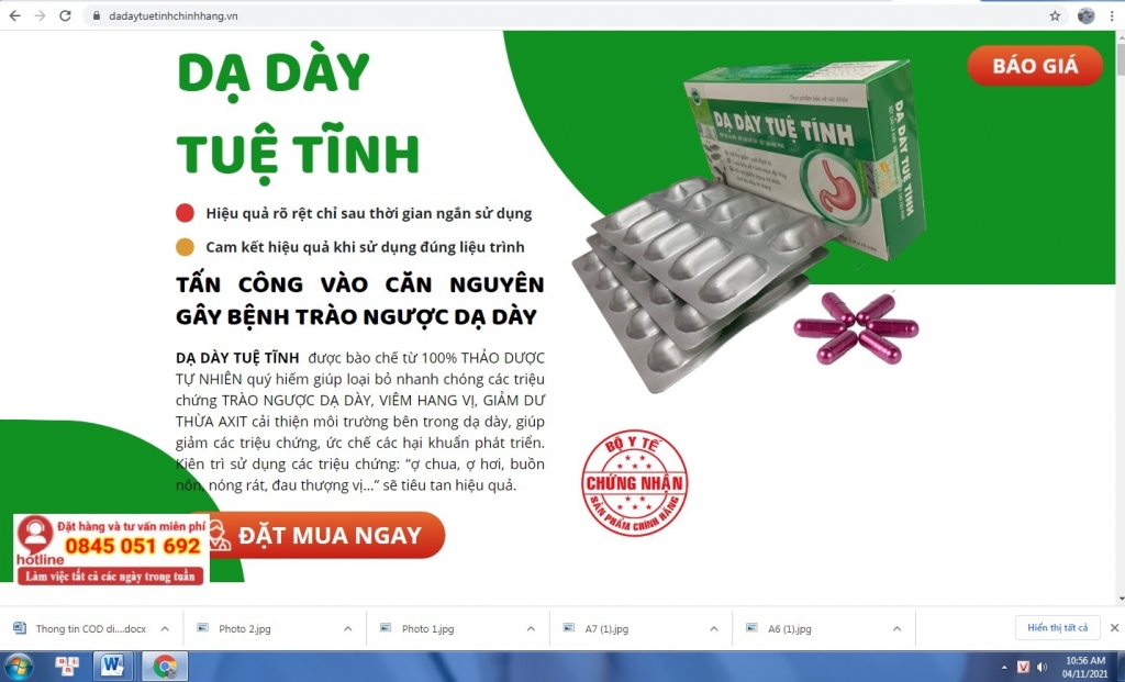 Cảnh báo thông tin quảng cáo thực phẩm bảo vệ sức khỏe Dạ dày Tuệ Tĩnh