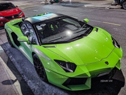 Cận cảnh chiếc Lamborghini Aventador Roadster màu xanh cốm vừa về Việt Nam