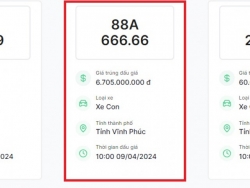 Biển số 88A-666.66 chốt giá gần 7 tỷ đồng