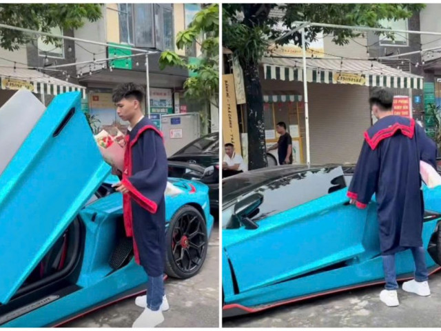 "Nam sinh" gây bão khi lái Lamborghini đi tốt nghiệp