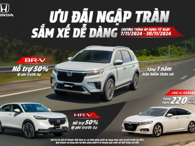 Honda hỗ trợ 220 triệu tiền mặt cho khách mua xe trong tháng 11/2024