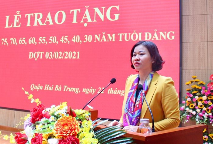 Phó Bí thư Thường trực Thành ủy Nguyễn Thị Tuyến phát biểu tại buổi lễ