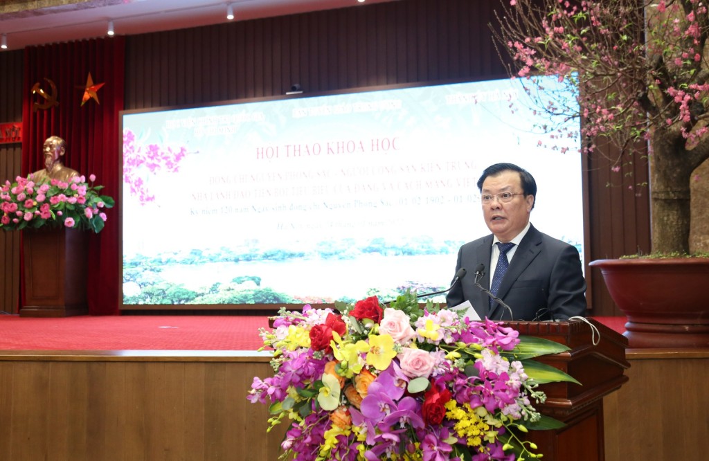 Bí thư Thành ủy Hà Nội Đinh Tiến Dũng phát biểu tại hội thảo