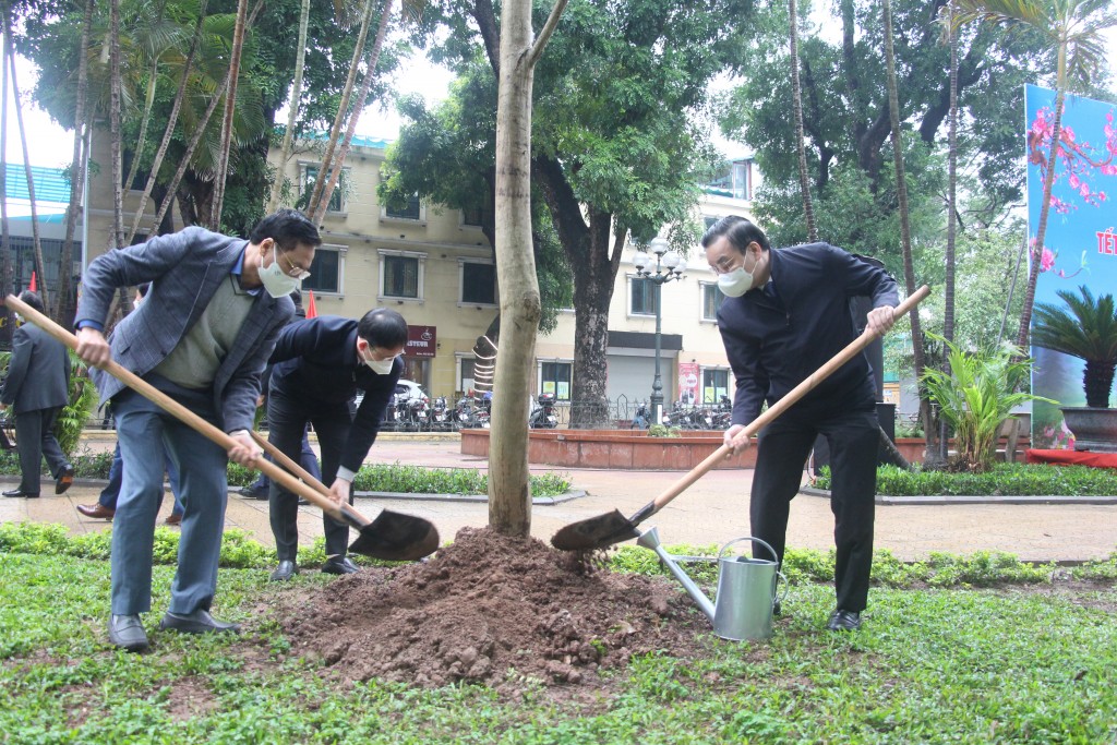 Chủ tịch UBND TP Hà Nội Chu Ngọc Anh dự Lễ phát động Tết trồng cây tại quận Hai Bà Trưng