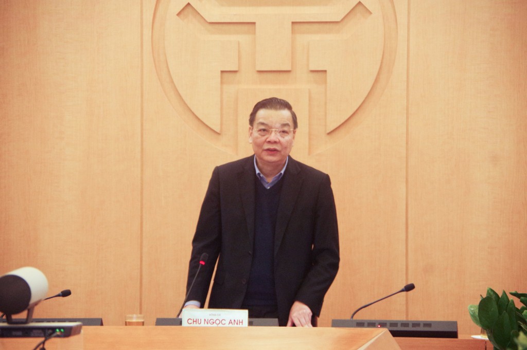 Chủ tịch UBND TP Chu Ngọc Anh phát biểu tại cuộc họp