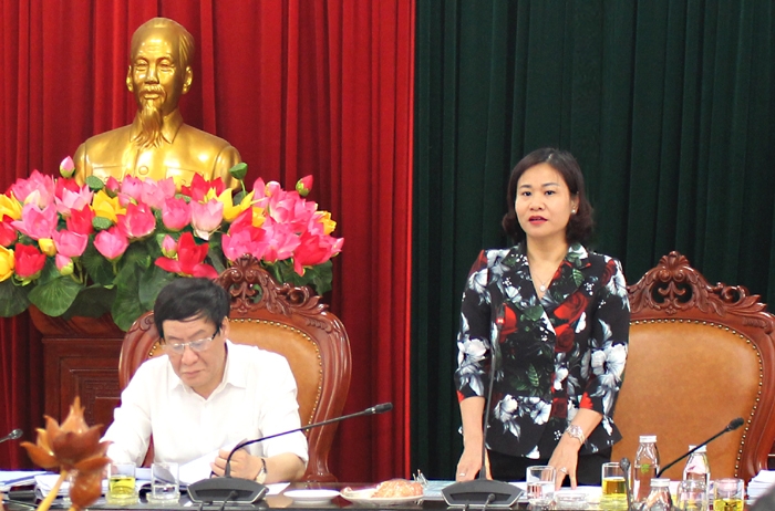 Phó Bí thư Thường trực Thành ủy Nguyễn Thị Tuyến phát biểu chỉ đạo tại buổi làm việc