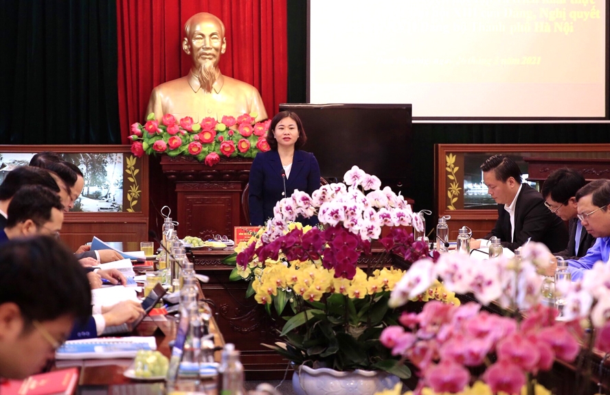 Phó Bí thư Thường trực Thành ủy Nguyễn Thị Tuyến phát biểu chỉ đạo tại buổi làm việc