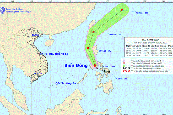 Bão Choi-wan đang hoạt động tại khu vực miền Trung Philippine