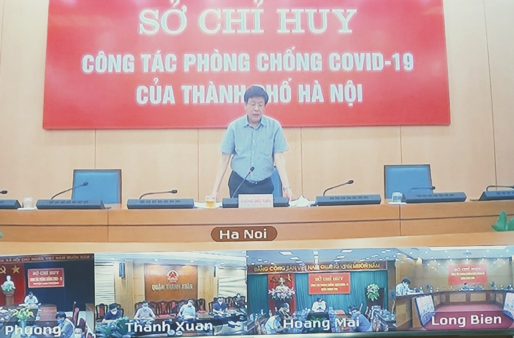 Phó Chủ tịch UBND TP Hà Nội Dương Đức Tuấn phát biểu chỉ đạo tại điểm cầu Hà Nội