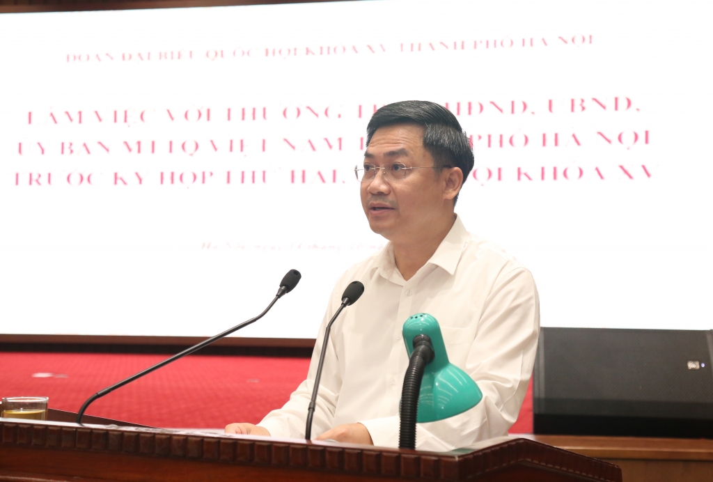 Phó Chủ tịch UBND TP Hà Minh Hải trình bày báo cáo tại buổi làm việc