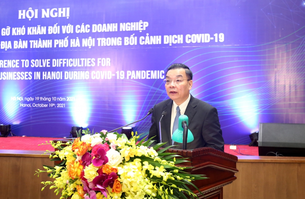 Chủ tịch UBND TP Hà Nội Chu Ngọc Anh phát biểu tại hội nghị