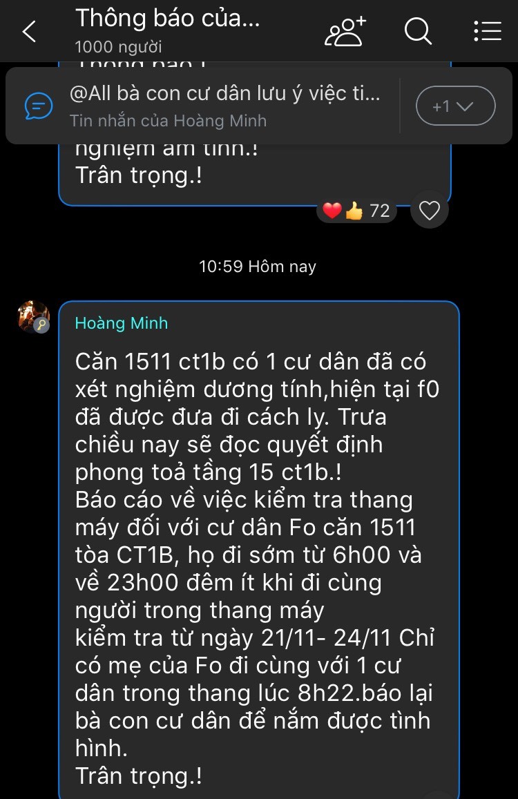 Thông tin phòng, chống dịch được Ban quản trị một số chung cư cập nhật liên tục tới người dân