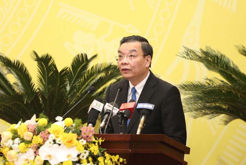 Chủ tịch UBND TP Chu Ngọc Anh phát biểu tại phiên chất vấn Kỳ họp thứ ba, HĐND TP khóa XVI