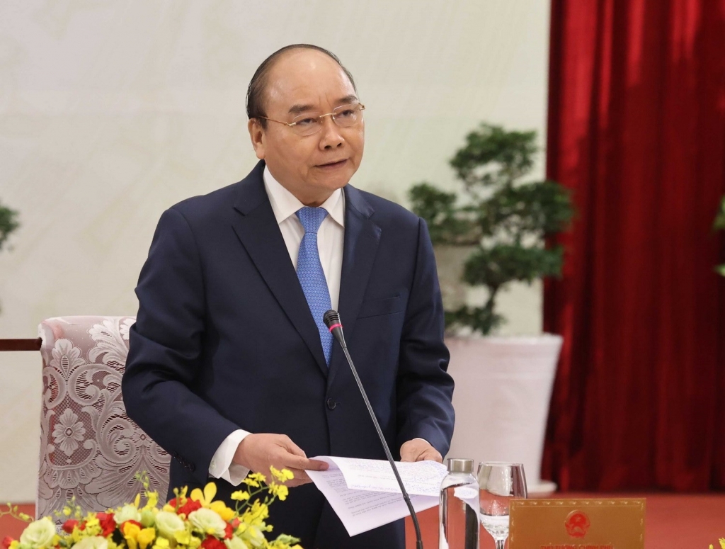 Thủ tướng Nguyễn Xuân Phúc phát biểu tại cuộc “Đối thoại 2045.” (Ảnh: Thống Nhất/TTXVN)