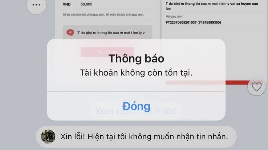 Sau khi chiếm đoạt số tiền, đối tượng đã chặn liên lạc với bị hại