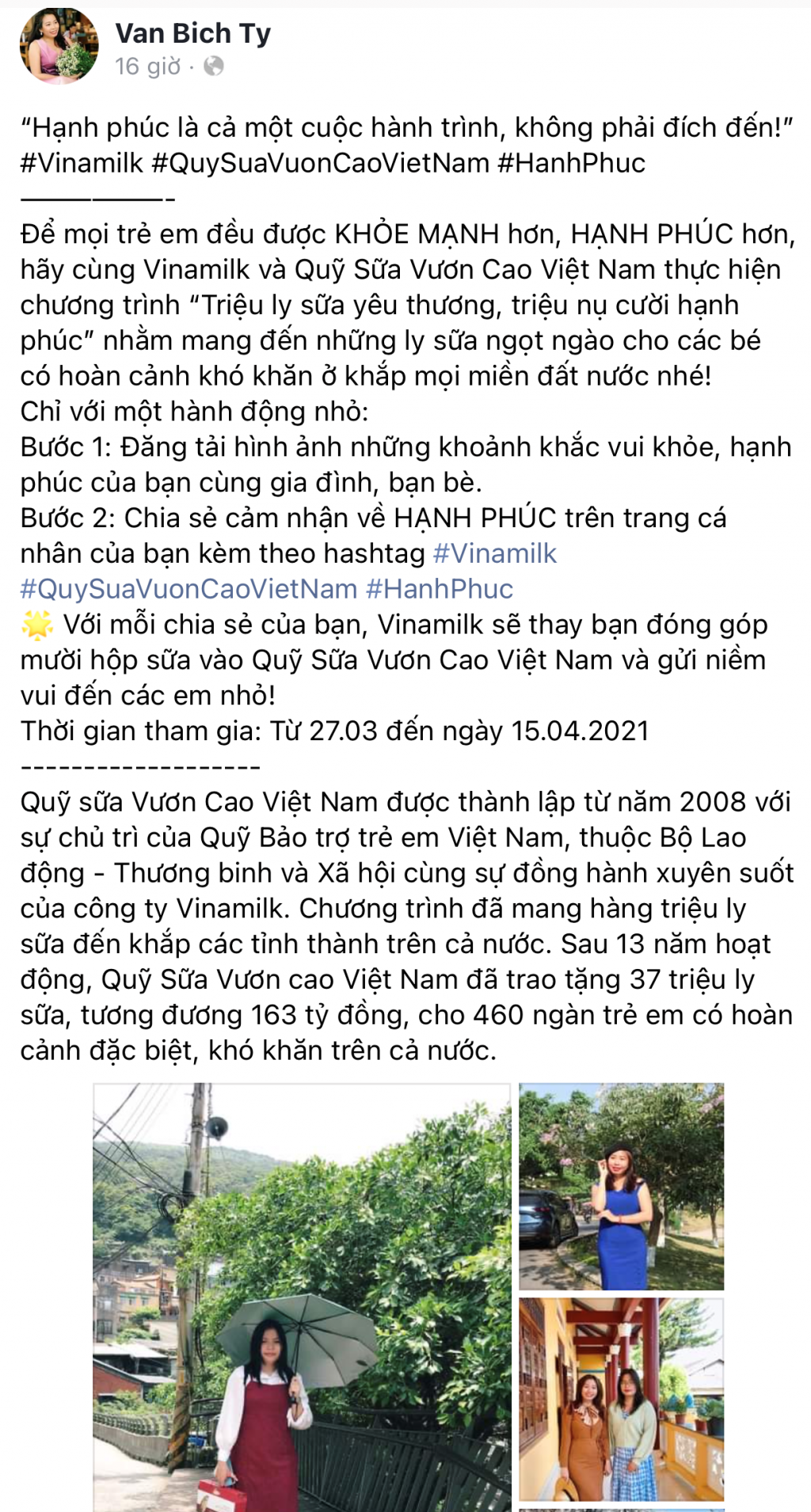 Cùng Vinamilk chia sẻ hạnh phúc và mang triệu ly sữa đến trẻ em khó khăn