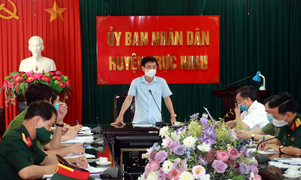 Chủ tịch UBND tỉnh Nam Định Phạm Đình Nghị kiểm tra, làm việc với lãnh đạo huyện Trực Ninh về công tác phòng, chống dịch COVID-19