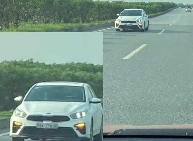 Chiếc xe đi ngược chiều trên đường cao tốc Hà Nội-Thái Nguyên