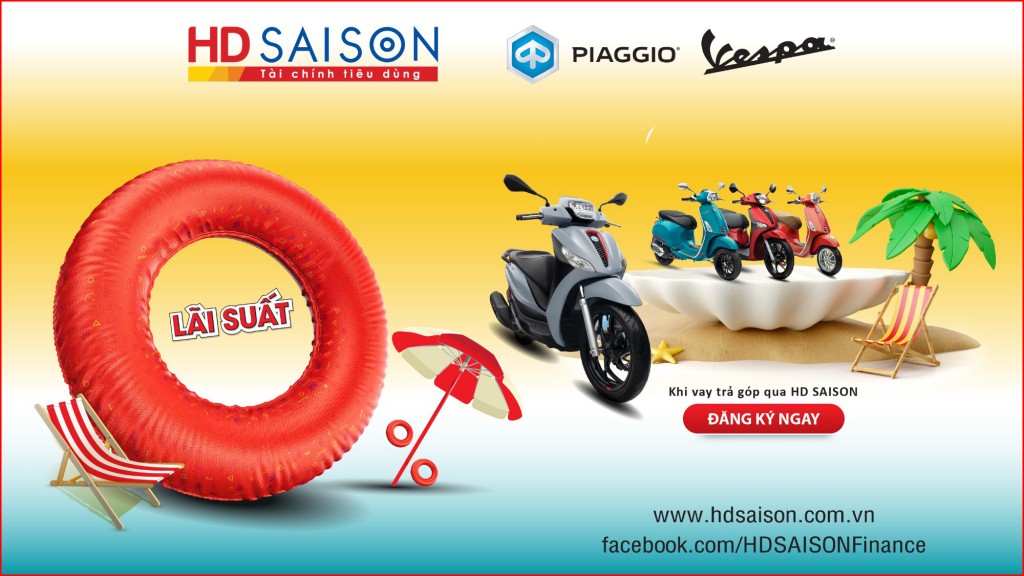 Đăng ký ngay gói vay lãi suất 0% của HD SAISON tại cửa hàng Piaggio