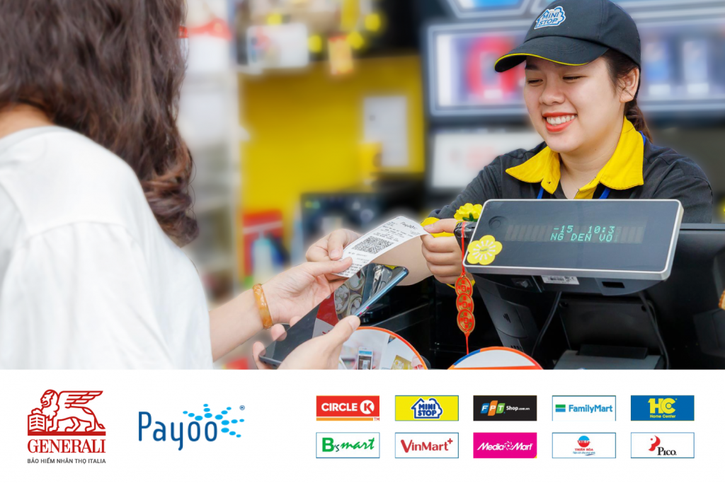 Chỉ cần vài bước ra các điểm Family Mart, Circle K, FPT shop… gần nhất, khách hàng của Generali đã có thể thanh toán phí bảo hiểm và nhận ngay tin nhắn SMS xác nhận. 2324 3c