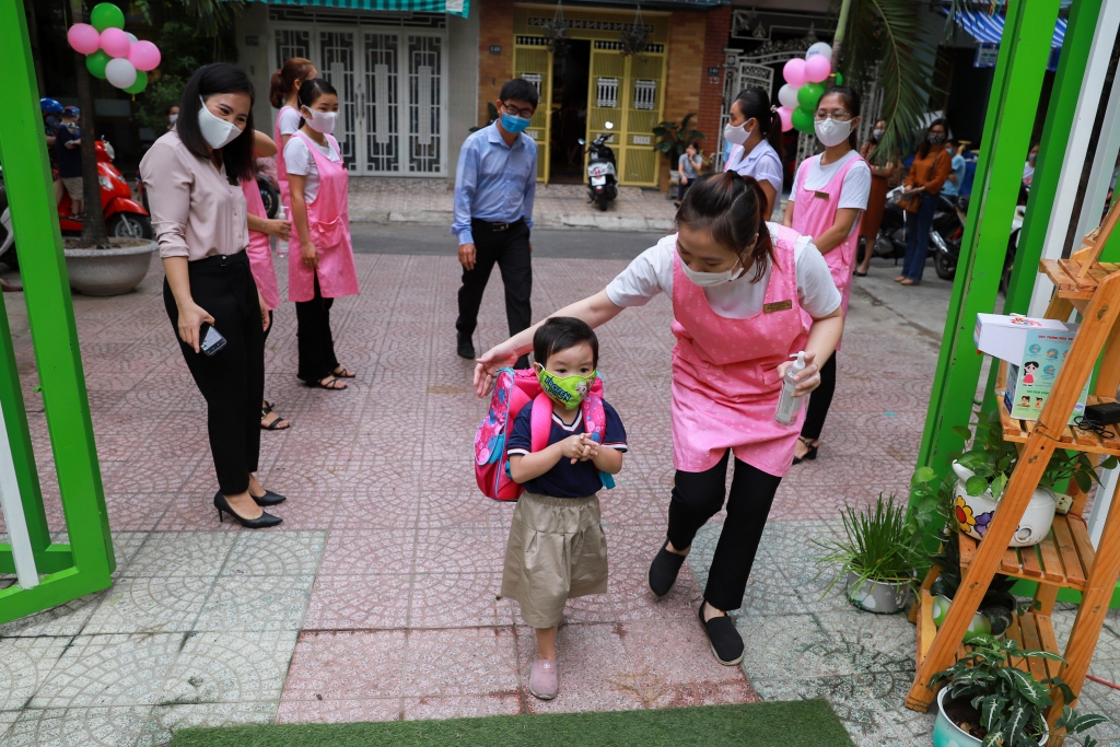 Các trường mầm non trên địa bàn TP Đà Nẵng đón học sinh quay lại trường ngày đầu tiên vào hôm 21/09 vừa qua