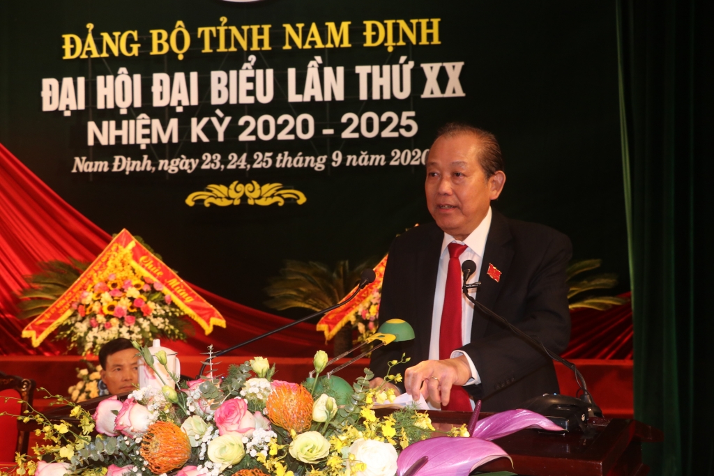  Đồng chí Trương Hòa Bình, Ủy viên Bộ Chính trị, Phó Thủ tướng Thường trực Chính phủ phát biểu chỉ đạo đại hội