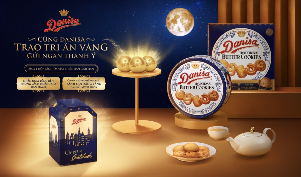 Ba chiếc Bánh Quy Danisa Harvest Moon được chế tác từ 1 lượng (1 cây) vàng 24k  Giải thưởng chương trình Quay số may mắn