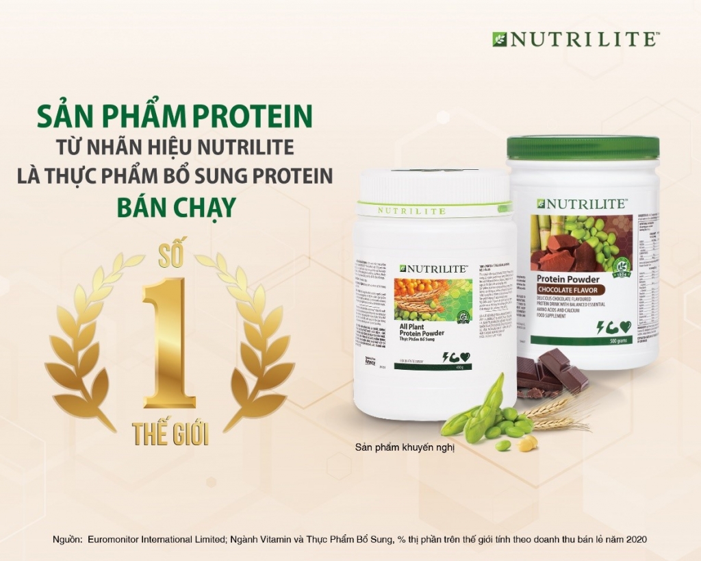 òng Thực phẩm bổ sung Nutrilite Protein Thực Vật của thương hiệu Amway tự hào đón nhận danh hiệu Thực phẩm bổ sung Protein bán chạy số 1 thế giới do Euromonitor International Limited công bố
