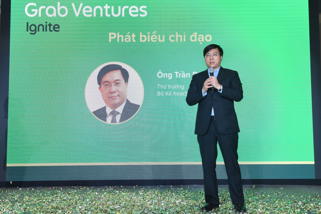 Ông Trần Duy Đông - Thứ trưởng bộ Kế hoạch và Đầu tư phát biểu tại Lễ trao giải Grab Ventures Ignite mùa 1