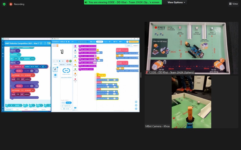 Các đội thi tại vòng chung kết được thử thách lập trình hai loại robot, Sphero và mBot, để mô phỏng chuỗi cung ứng hàng hóa trong môi trường đô thị thông minh