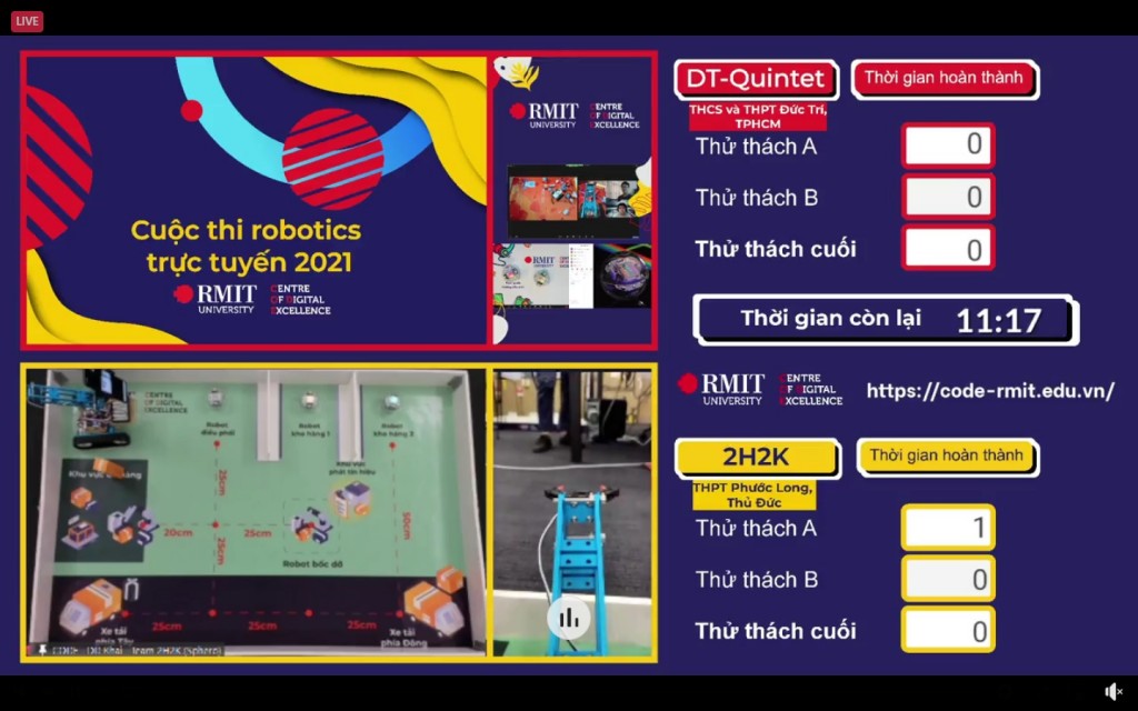 Cuộc thi Robotics trực tuyến được phát trực tiếp trên trang Facebook của RMIT CODE4Schools.