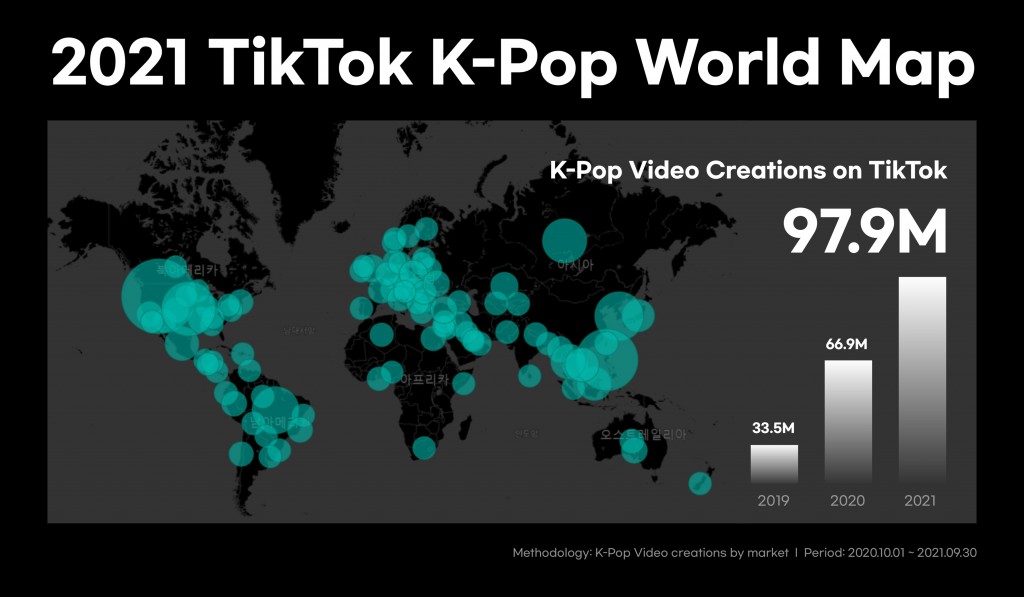 Bản đồ thế giới TikTok Kpop năm 2021