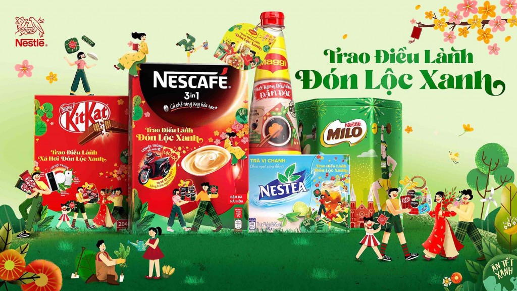 Nestlé Việt Nam đồng hành cùng người tiêu dùng trao đi những điều tốt lành năm mới trong chương trình “Trao điều lành, Đón lộc xanh”.