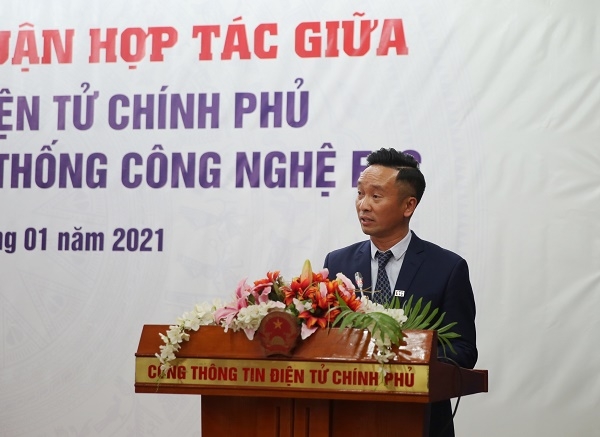   Ông Phạm Tiến Hưng, Chủ tịch HĐQT Công ty cổ phần hệ thống công nghệ ETC phát biểu tại lễ ký kết. Ảnh: VGP/Hoàng Giang