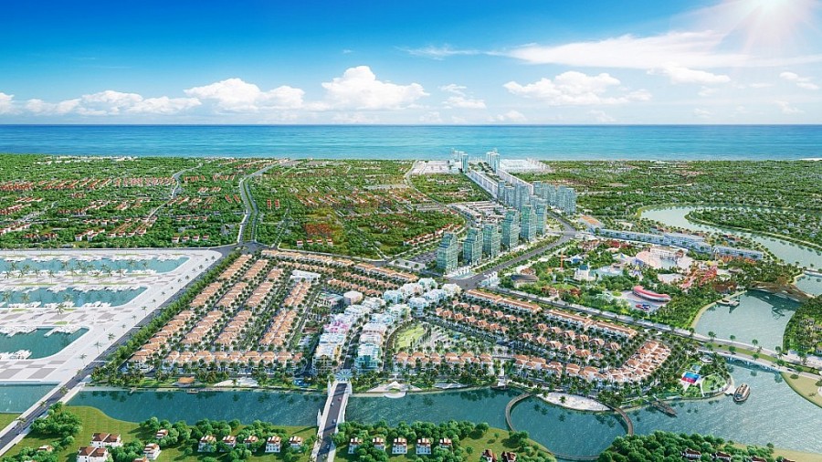 Sun Riverside Village nằm trong hệ sinh thái tỷ đô của Sun Group tại Sầm Sơn. Ảnh phối cảnh minh họa