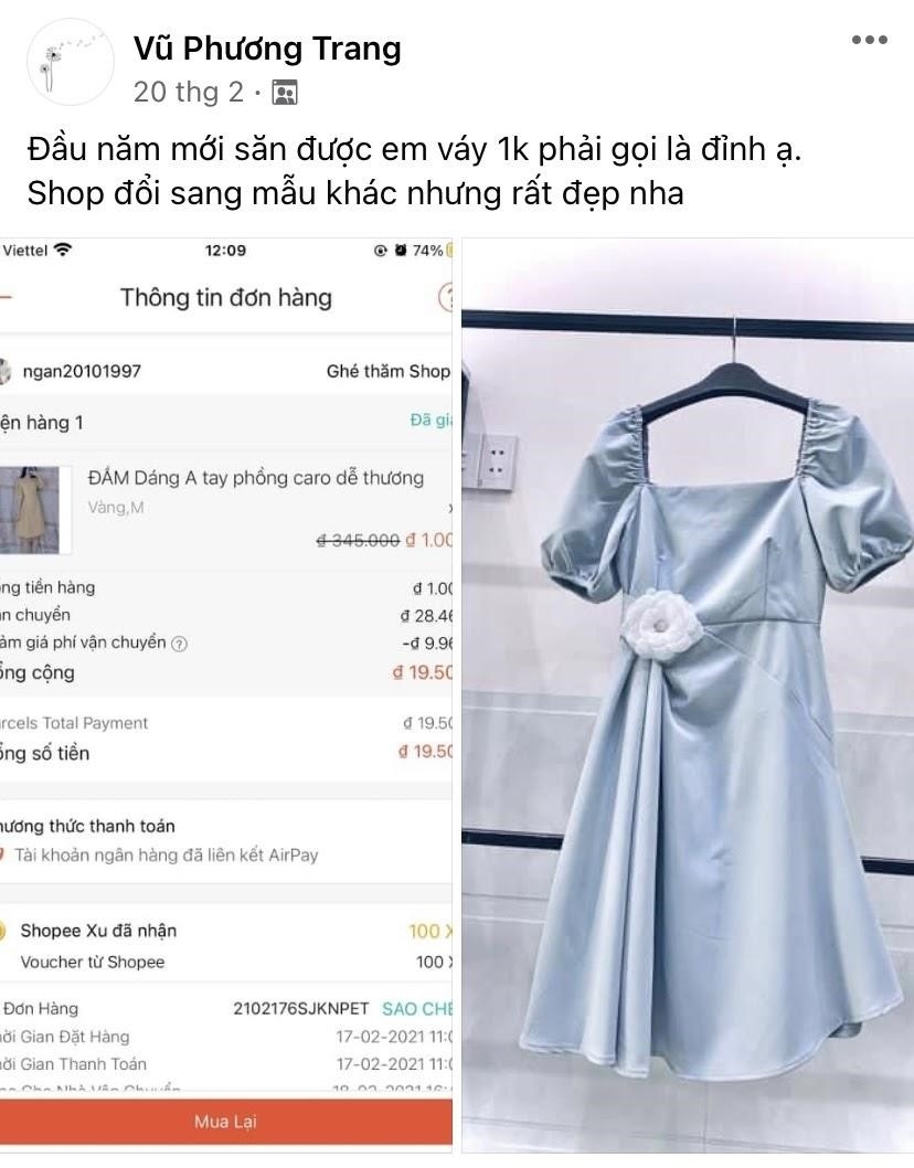    Một tài khoản Facebook có tên V.P.T thì săn được deal thời trang xinh xẻo với với chỉ 1K