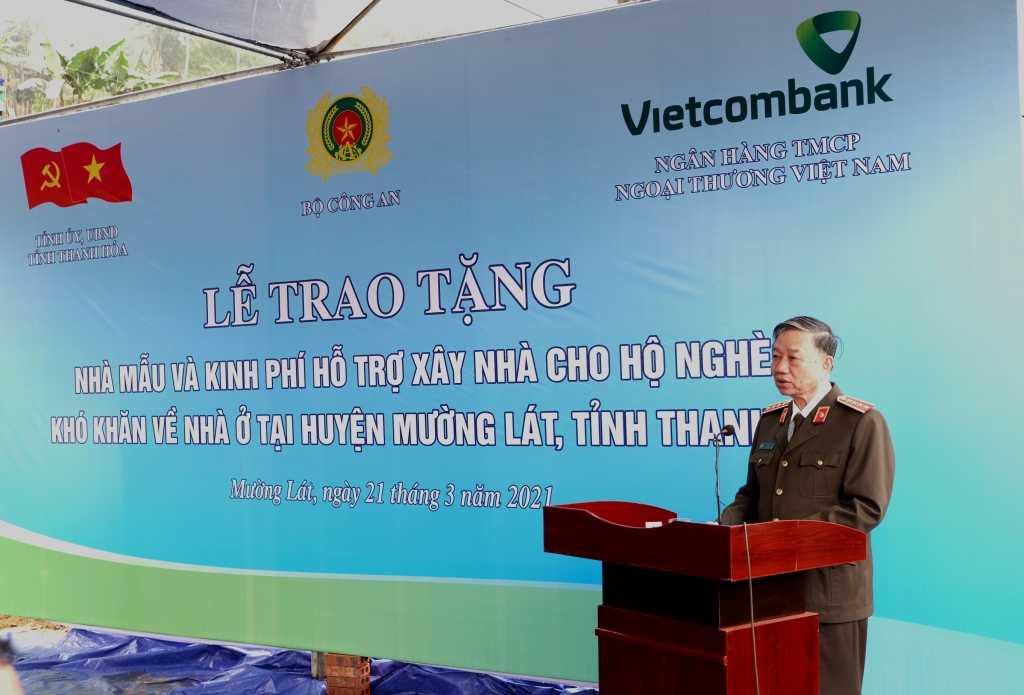 Đại tướng Tô Lâm  Ủy viên Bộ Chính trị, Bộ trưởng Bộ Công an phát biểu tại buổi lễ