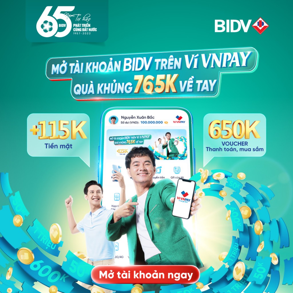 Ưu đãi ngay khi liên kết BIDV trên Ví VNPAY