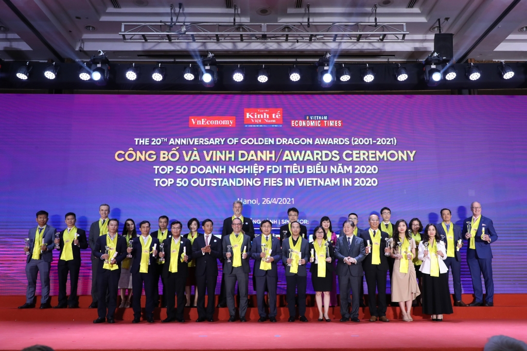 Công bố và vinh danh các doanh nghiệp Rồng vàng tiêu biểu - TOP  50 doanh nghiệp FDI tiêu biểu 2020